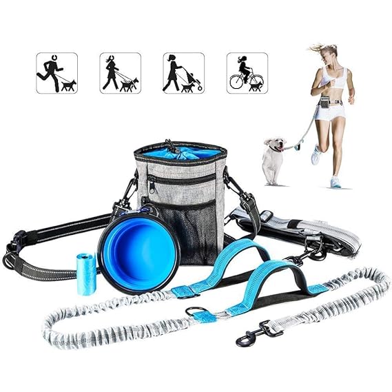 YOUTHINK Jogging Hundeleine mit Reflektierendem Bauchgurt Hände Frei Joggen Hundeleine für bis zu 68kg Große Hunde mit Verste