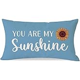 PANDICORN You are My Sunshine Throw Pillow Cover 12x20 Inch Sunflower Blue Outdoor Spring Summer Coastal Decorations Lumbar Decorative Cushion Case for Home Living Room Sofa Couch Patio Porch Decor