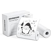 Supmoyin Thermal Paper Self-Adhesive Sticker Paper for Mini Thermal Pocket Printer D1,Black on White 50mm x 3m,25mm Diameter,3-Rolls for Notes,Texts,Journal Photo and Notebuddy