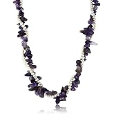 Gem Stone King Beautiful Amethyst Necklace With Cultured Freshwater Pearls 22 Inches