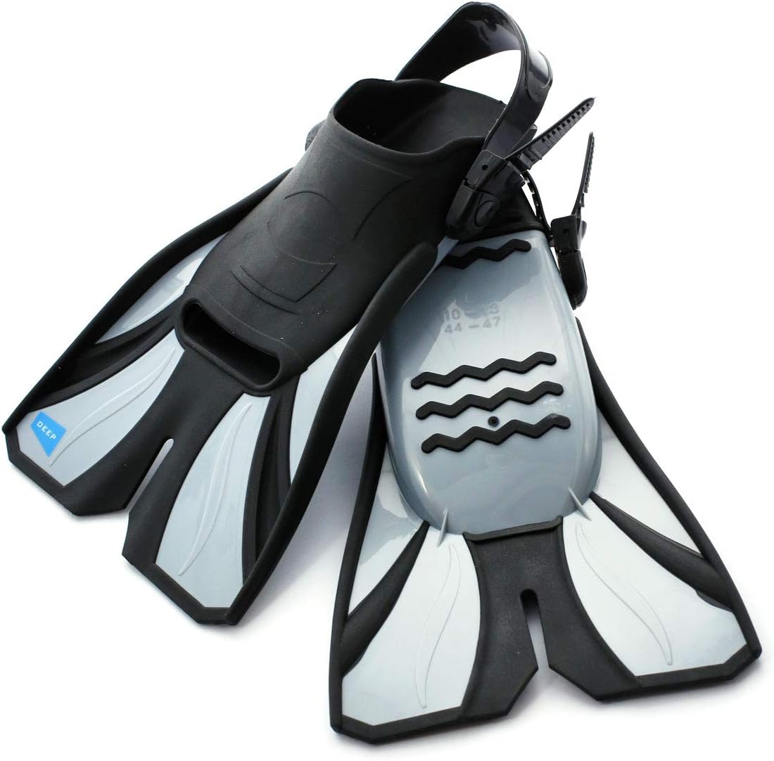 Deep Swim Fins Designed for Pool Swimming, Training or Snorkeling | Dive Size Large & Medium | Men or Women : Sports & Outdoors