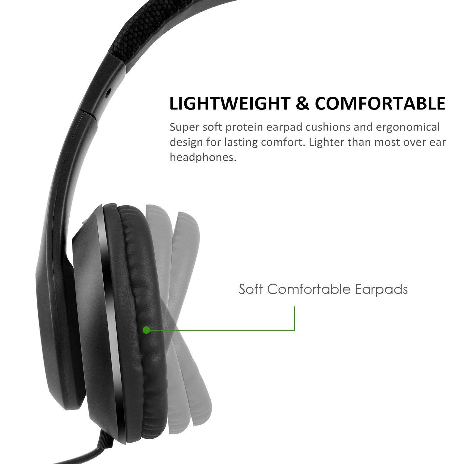 Ausdom F01 Kopfhörer Hi-Fi Stereo On-Ear Kopfhörer Ohrhörer mit Mikrofon 3.5mm-Anschluss Gaming Headset für PC, Desktop, Laptop, Tablet, iPhone 6s/6s Plus/6/SE/5s/5/4, Samsung Huawei Kinder Smartphone Headphone(Schwarz)