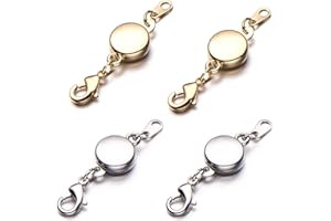 Zpsolution Locking Magnetic Jewelry Clasp for Necklace and Bracelet - Set of 4 Glod and Silver