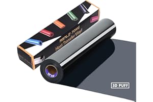 RENLI·TONG RENLITONG Black 3D Puff HTV Matte Heat Transfer Vinyl 12Inch by 6ft Roll Iron on for Heat Press T Shirt for All Cutter Machine Heat Vinyl Design