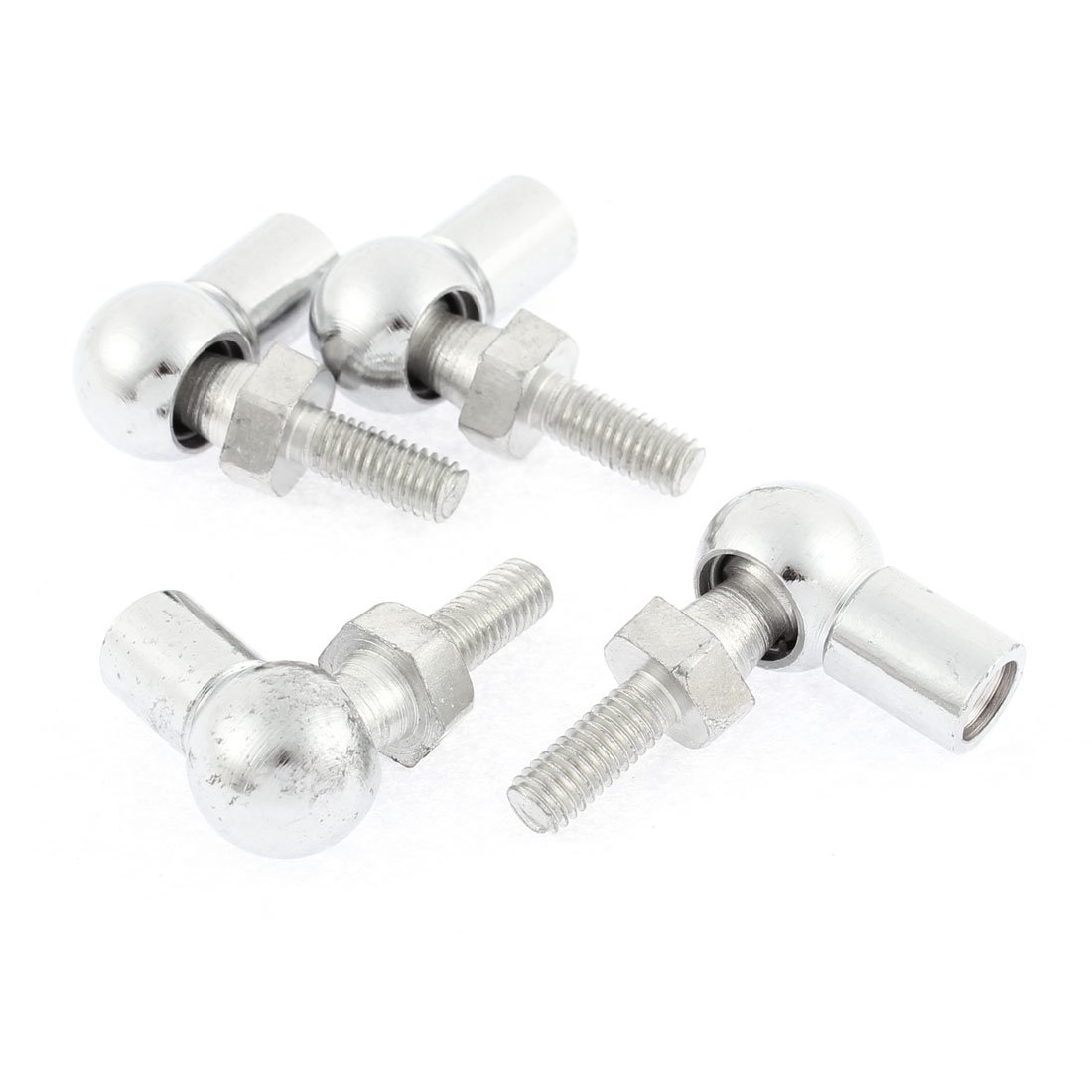 sourcingmap Rod End Ball Bearing with Stud, Right-Hand Female Thread M8x1.25mm and Right-Hand Male Thread M6x1.0mm, L-Shape Ball Socket Endfitting 4pcs