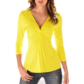 TEBAISE Damen Pullover V-Ausschnitt Sweater?Frauen Oberteile Langarm Shirt Jumper Strickpullover Unregelmäßiger Tops Strickpu