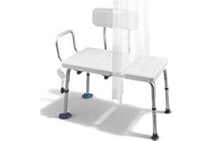 VEVOR Tub Transfer Bench for Bathtub, 400 lbs Capacity Heavy Duty Shower Chair with Arm, Backrest and Curtain Slot, Height Ad