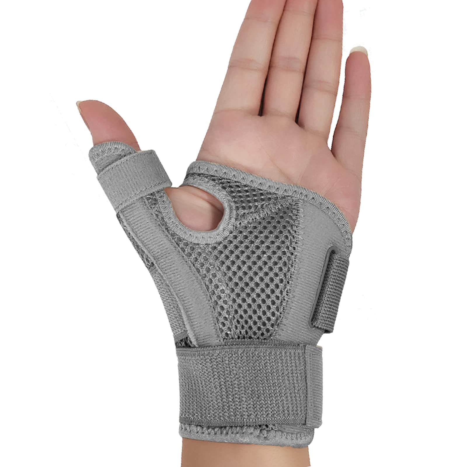 SONGQEE Upgraded Wrist Thumb Supports Splint Brace Adjustable Strap, Carpal Tunnel, Arthritis, Tendonitis, Hand Sprains, Sports Finger Guard Immobilizer fit Left/Right Hand, Upgraded-Grey