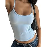 CHANGEZOE Women's Braless Tank Top Fitted Spaghetti Strap Cami for Going Out Workouts Y2K Cute Basic Top