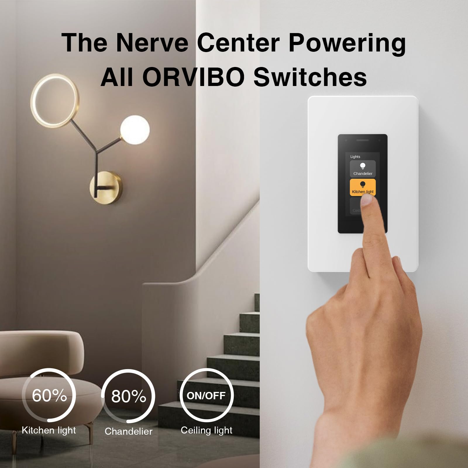 ORVIBO Matter Smart Dimmer Switch, Works with Apple Home, Alexa & Google Home, w/Weather Display, Energy Monitoring, Single Pole, Neutral Wire Required