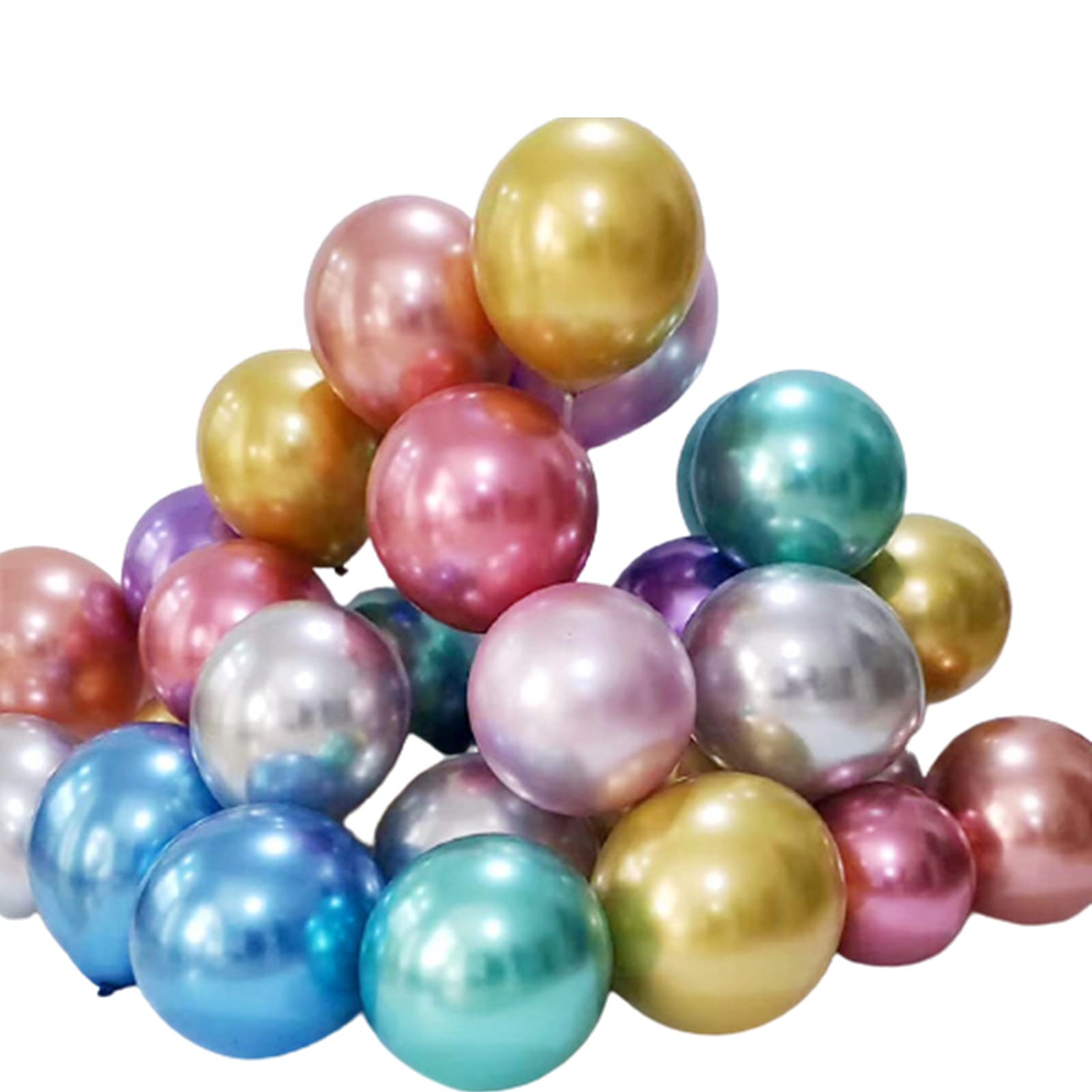 100 Pcs 5 Inch Mini Multicolor Metallic Balloons - Romantic Chrome Balloons for Baby Shower, Birthday, Wedding, Engagement, Anniversary & Festival Decor