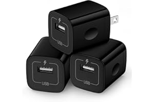 HOPEPOW Wall Charger Cube,1A/5V Single Port USB Plug 3 Pack Travel Black Charging Block Box Adapter Compatible Phone,Samsung Galaxy S24 S23 A21 A51 A71 S20 S10 S9 S8,A10e,Note20/10,Moto G7 G6,LG Stylo 6/5/4
