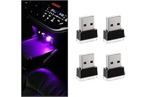 Sylvil 4 PCS USB LED Car Interior Atmosphere Lamp, Portable Mini LED Night Light, Plug-in USB Interface Trunk Ambient Lighting Kit, Universal Interior Car Accessories (Purple)