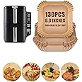130PCs Air Fryer Liners Disposable for Ninja DoubleStack 2-Basket Air Fryer SL201/SL201C 8QT, MMH 6.3 Inches Food-Grade Bakin