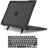 MOSISO Compatible with MacBook Pro 14 inch Case 2025-2021 M5 M4 M3 M2 M1 A3434 A3112 A3185 A3401 A2918 A2992 A2779 A2442, Heavy Duty Shockproof Hard Shell with Fold Kickstand&Keyboard Cover, Black