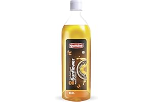 Khomane 100% Virgin Cold Pressed Sunflower Oil, No Preservatives with Minimal Processing - 1 Liters (Pack of 1)