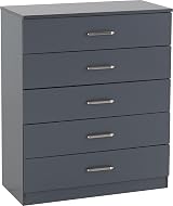Seconique Dakota 5 Drawer Chest in Dark Grey view 1
