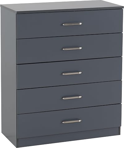Seconique Dakota 5 Drawer Chest in Dark Grey