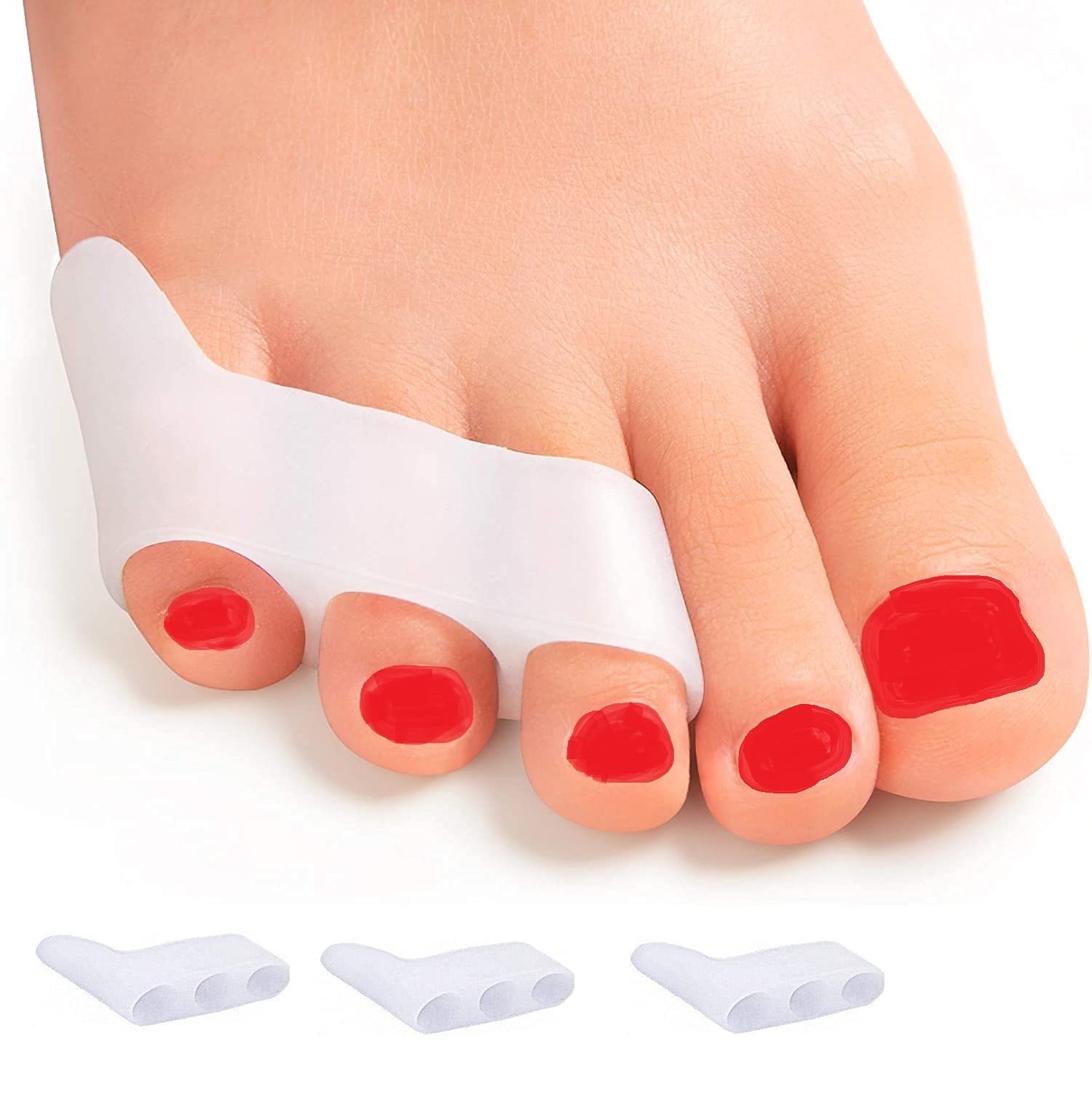 4 Silicone Toe Separators, Small Toe Separator & Protector for Overlapping Toes, Relief Small Toes, Pressure and Pain