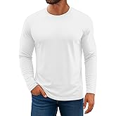 KINGFEN Men's Crewneck T-Shirt Long Sleeve Cotton Casual Pullover Basic Tee Shirts