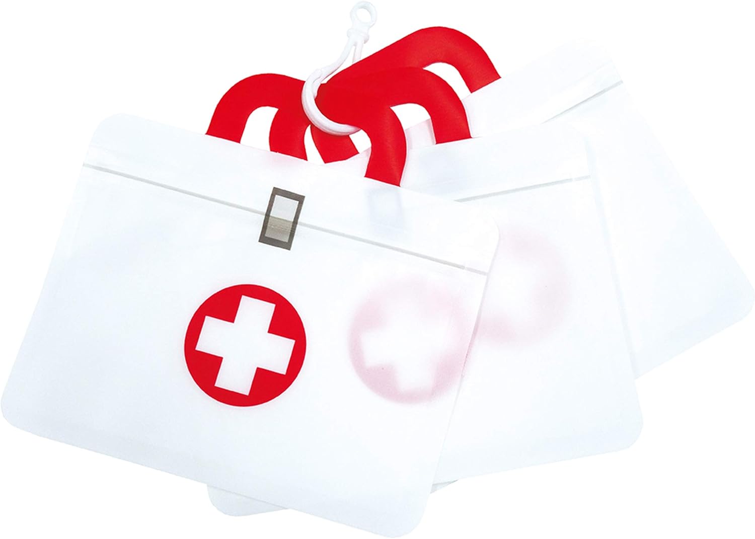 Amazon Co Jp エピオス 絆創膏ケース お薬ポーチ に かわいい 救急箱 シッパーポーチ ホワイト レッド 3pセット 7337 ホーム キッチン