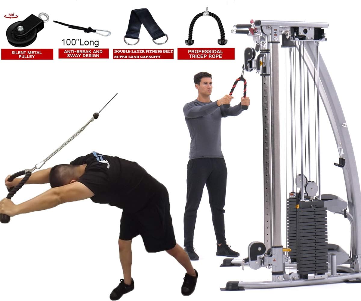 Pulley Cable Machine Men Women Professional Muscle Strength Fitness Equipment Forearm Wrist Roller Training for LAT Pulldowns, Biceps Curl, Triceps Extensions Workout Curved : Sports & Outdoors