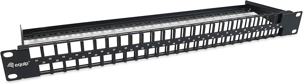 Equip 769258 48-Port Keystone Cat.6 Unshielded Patch Panel Black 1U Rackmount