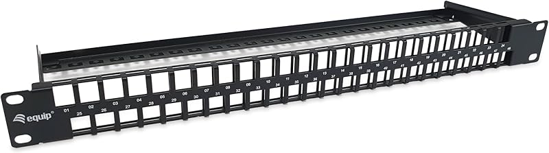 Equip 769258 48-Port Keystone Cat.6 Unshielded Patch Panel Black 1U Rackmount