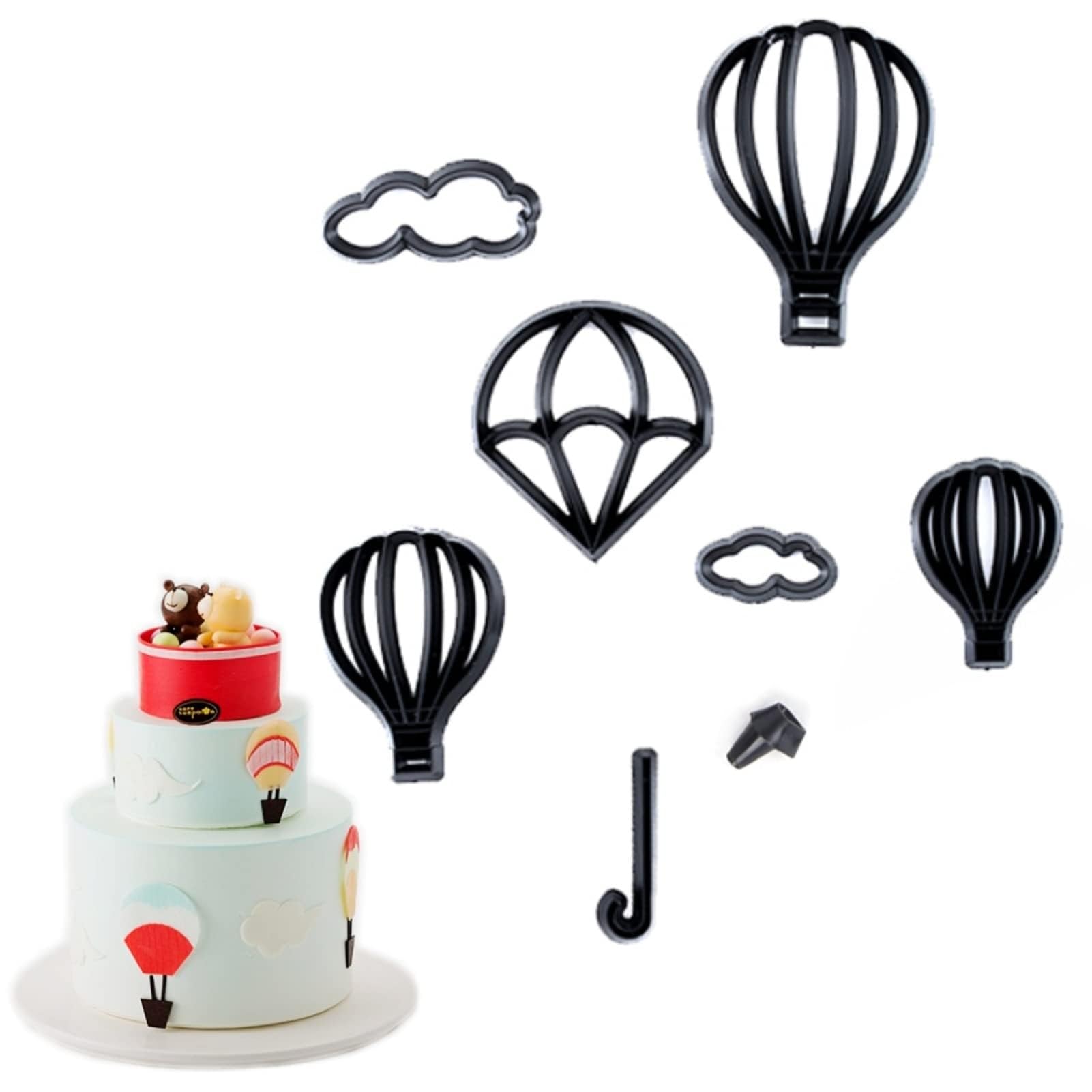 Agatige 8Pcs Cookie Cutters Hot Air Balloon Cloud Cookie Cutter Cake Decoration Fondant Mold Set for Chocolate Candy Baking Pastry Cookie Sugar Craft