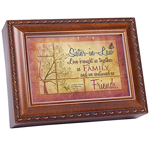 Sister-In-Law Rich Woodgrain Finish Jewelry Music Box - Plays What a Friend We Have in Jesus