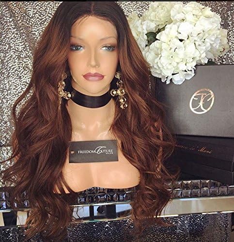 Glueless Full Lace Wig For Black Women 130% Density Ombre Color Black Root 100% Real Human Brazilian Hair (24", full lace wig)