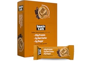 NuGo Smarte Carb 20g Protein 0g Sugar, 2g Net Carbs 160 Calories Brown, Sugar free Peanut Butter Crunch, 12 Count