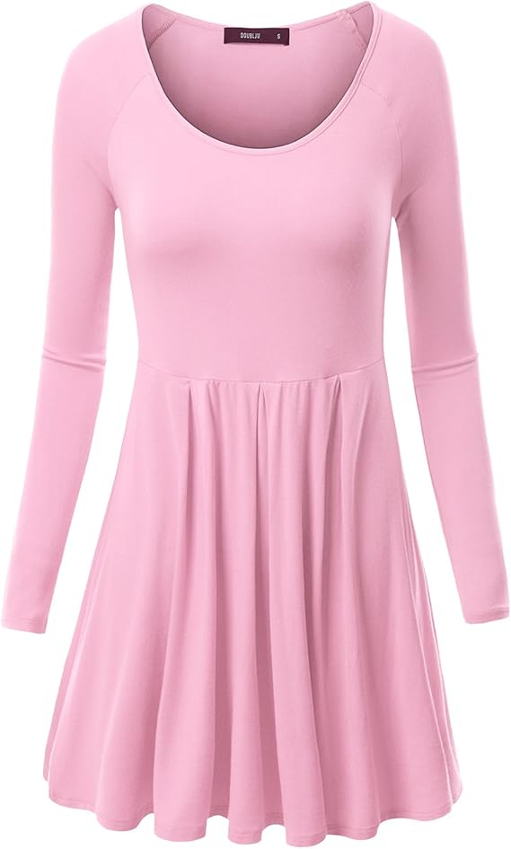 Amazon.com: Doublju Long Raglan Sleeve Scoop Neck Flare Tunic Dress Top for Women with Plus Size 