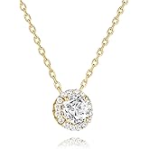 Kelli Myers 14K Gold Necklace for Women Crystal Solitaire 1.5 Carat CZ Gold Pendant Necklaces Womens Jewelry
