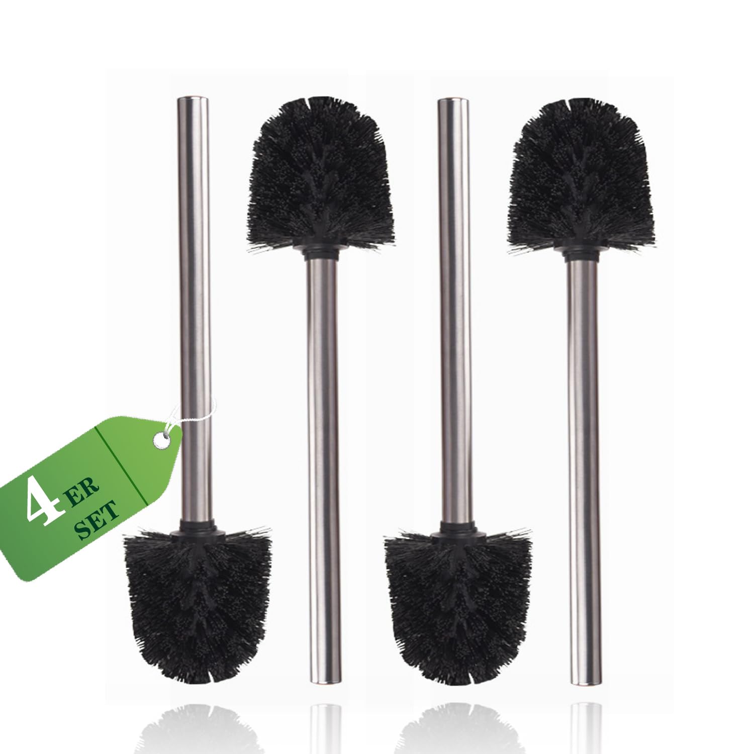 EINESIN 4-Pack Toilet Brush Replacement, Individually Changeable Brush with Strong Dense Bristles and Stainless Steel Handles, 8CM diameter