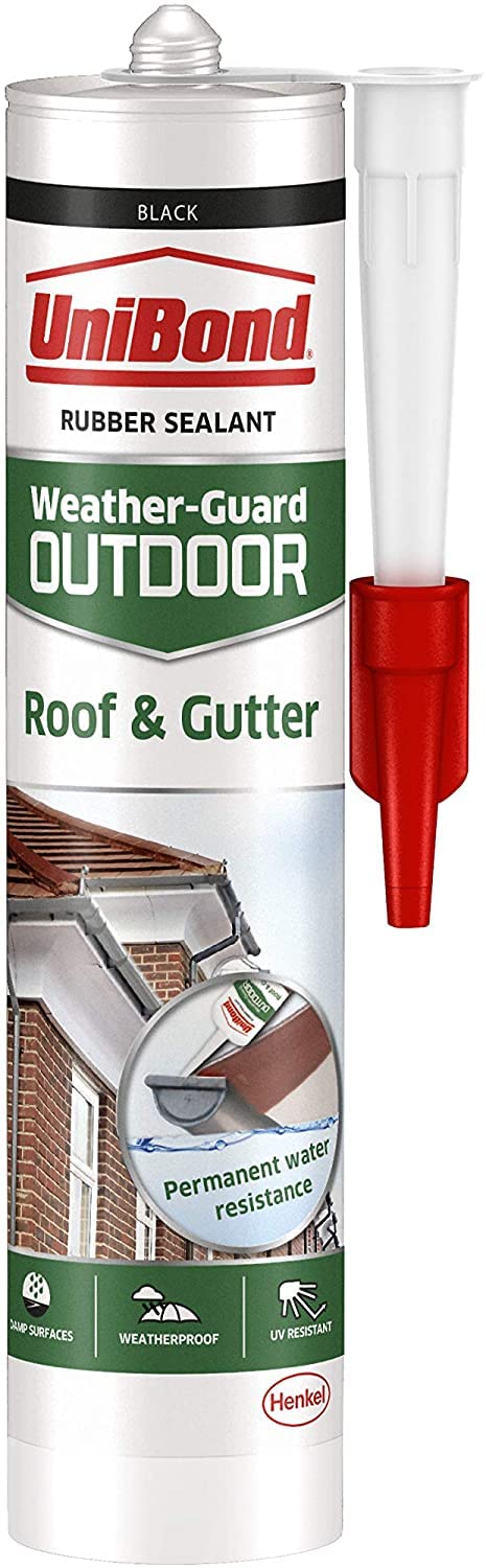 UniBond Roof & Gutter Sealant, Long-Lasting Butyl Sealant for Roofing, Waterproof & Flexible, 1x504g Cartridge