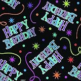 Amscan Spunky Blue Birthday on Black Gift Wrapping Paper with Hang Tab Party Supply, Multicolor, 5' x 30