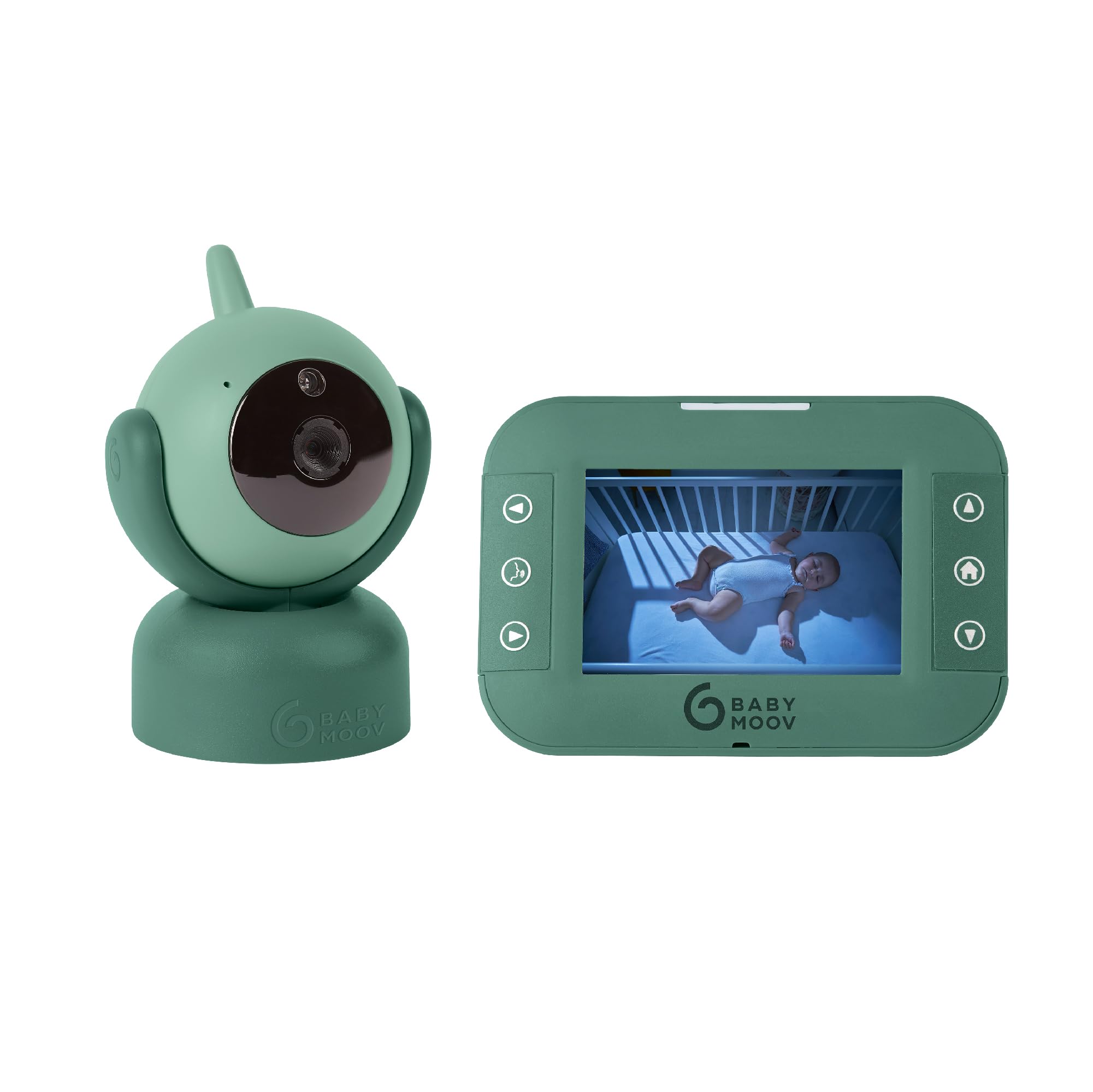 Babymoov YOO Twist Motorised Video Baby Monitor, with 3.5 inch colour screen, camera with night vision, remote pan & tilt, temperature indicator, talk back, 8 lullabies, VOX, 300m range