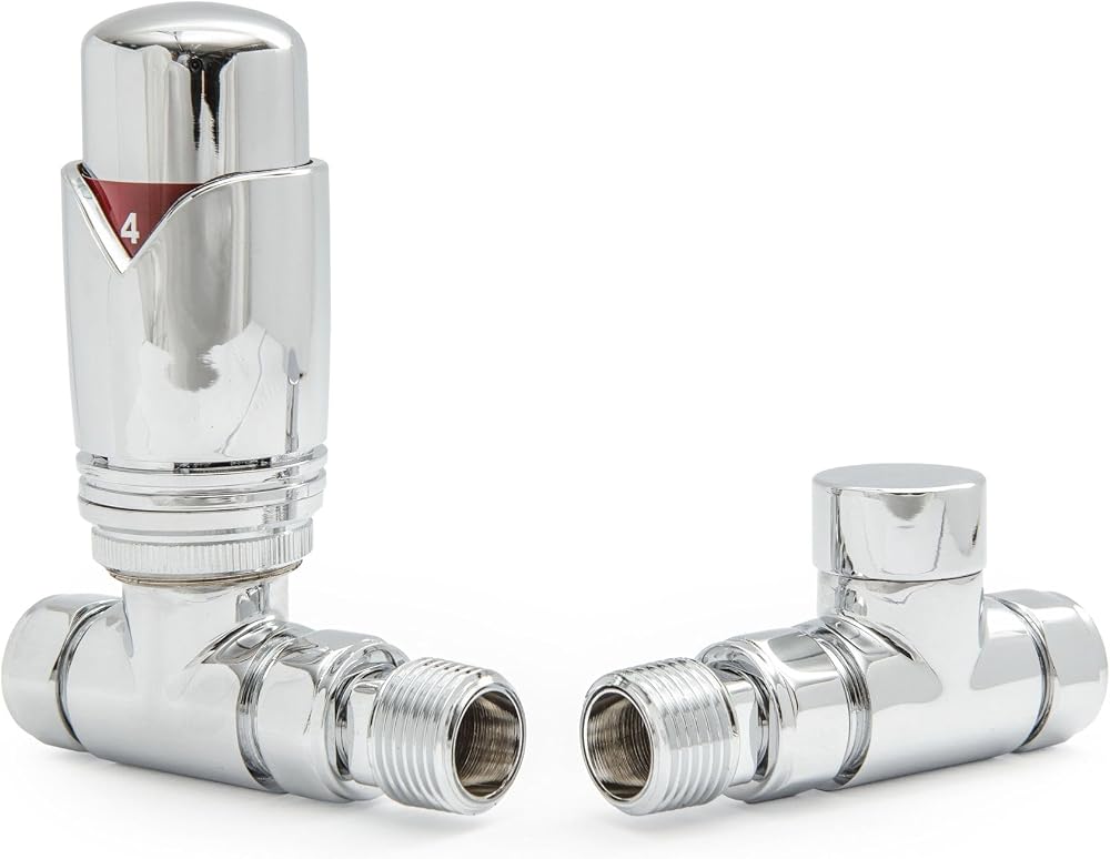 Hot Flow Chrome Marella 3 Modern Thermostatic Radiator Valve Straight TRV