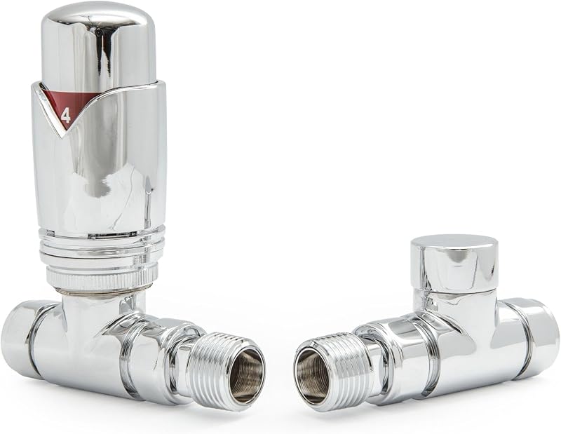Hot Flow Chrome Marella 3 Modern Thermostatic Radiator Valve Straight TRV