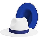 Wide Brim Fedora Hats for Women & Men Classic Dress Panama Hat Adjustable Felt Hat with Band