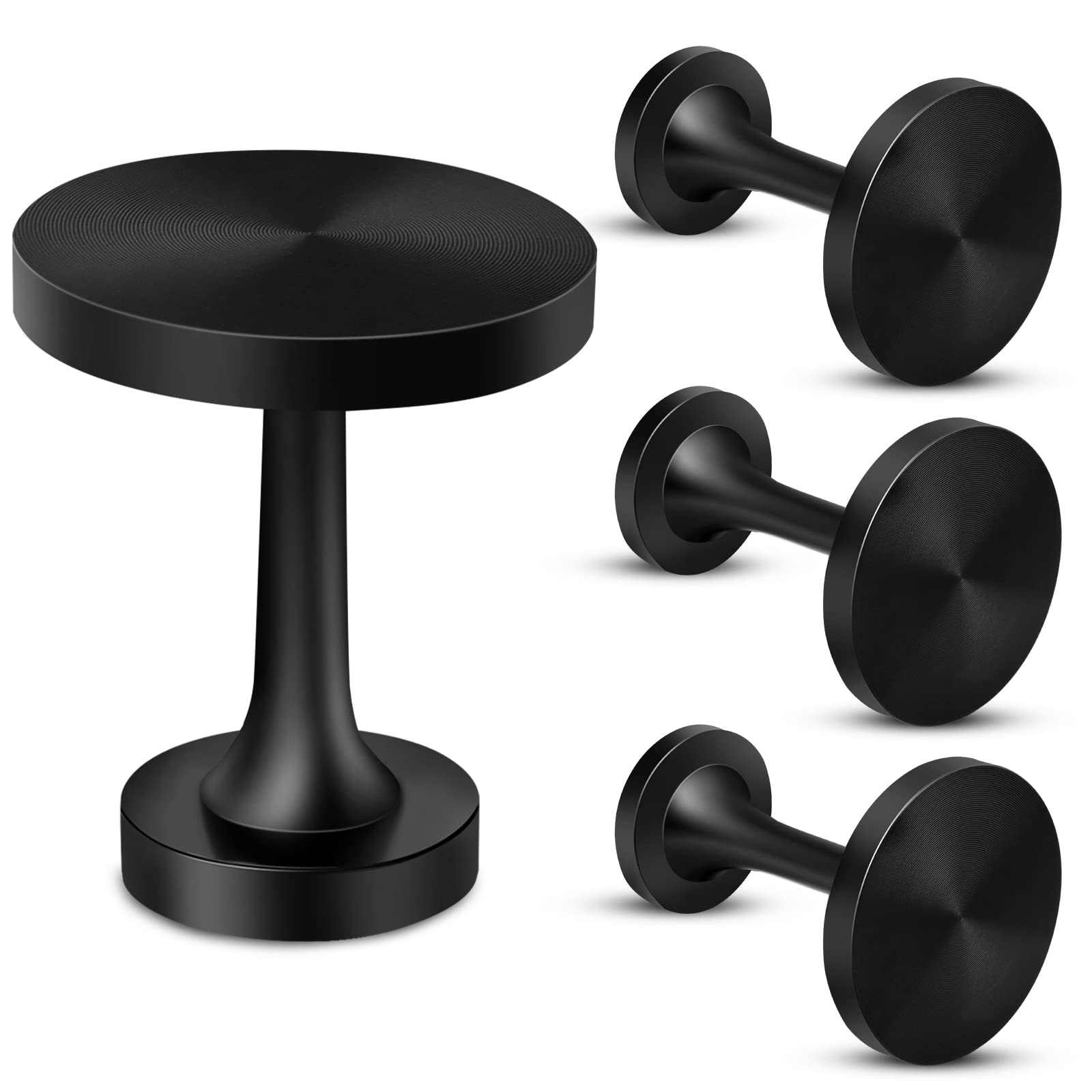 4 Pack Curtain Holdbacks, Curtain Tieback Hooks for Drapes Decorative Round Medallion Drapery Holdbacks Pullbacks Metal Curtain Holders for Wall, Black