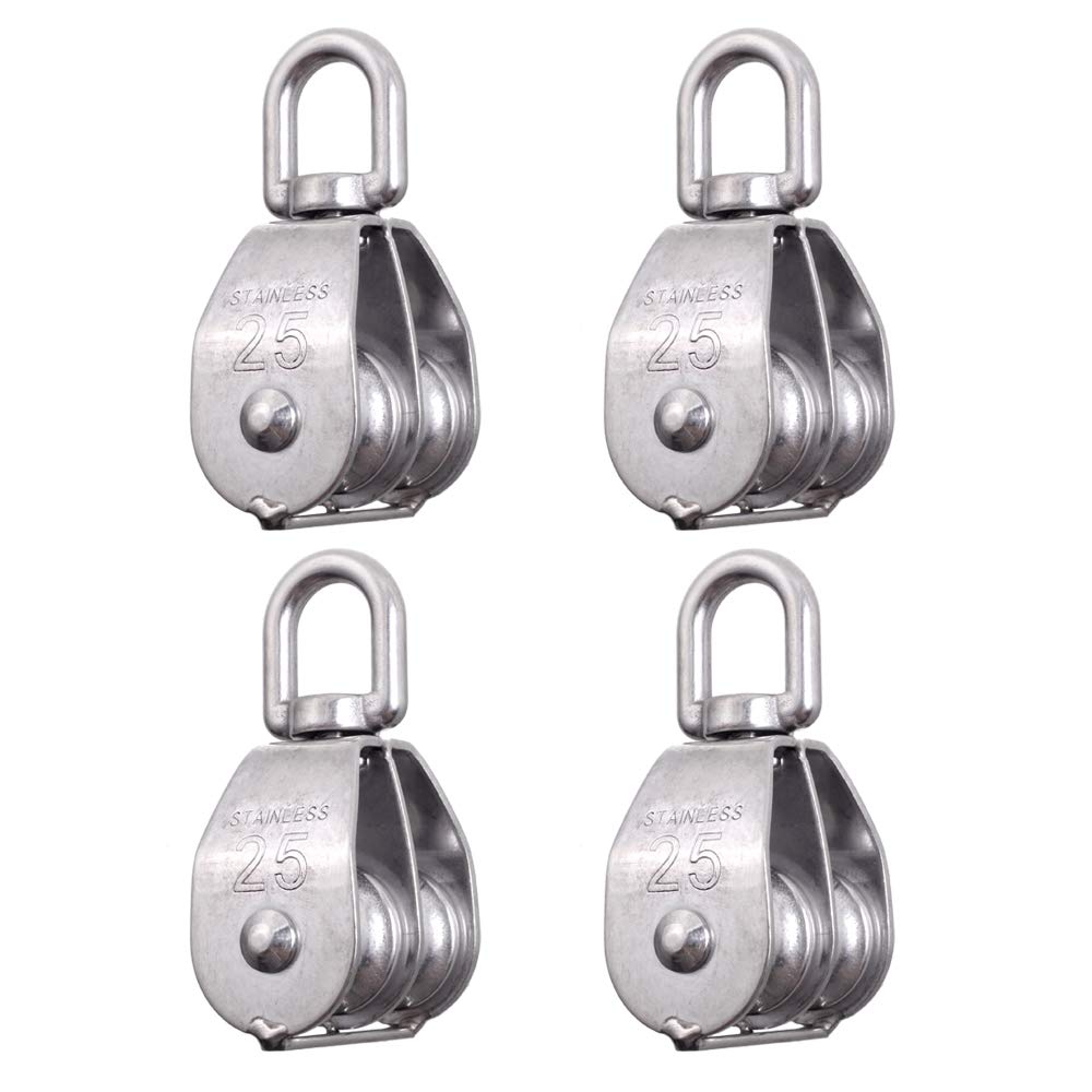 Rocaris 4 Pack M25 Double Pulley Block Stainless