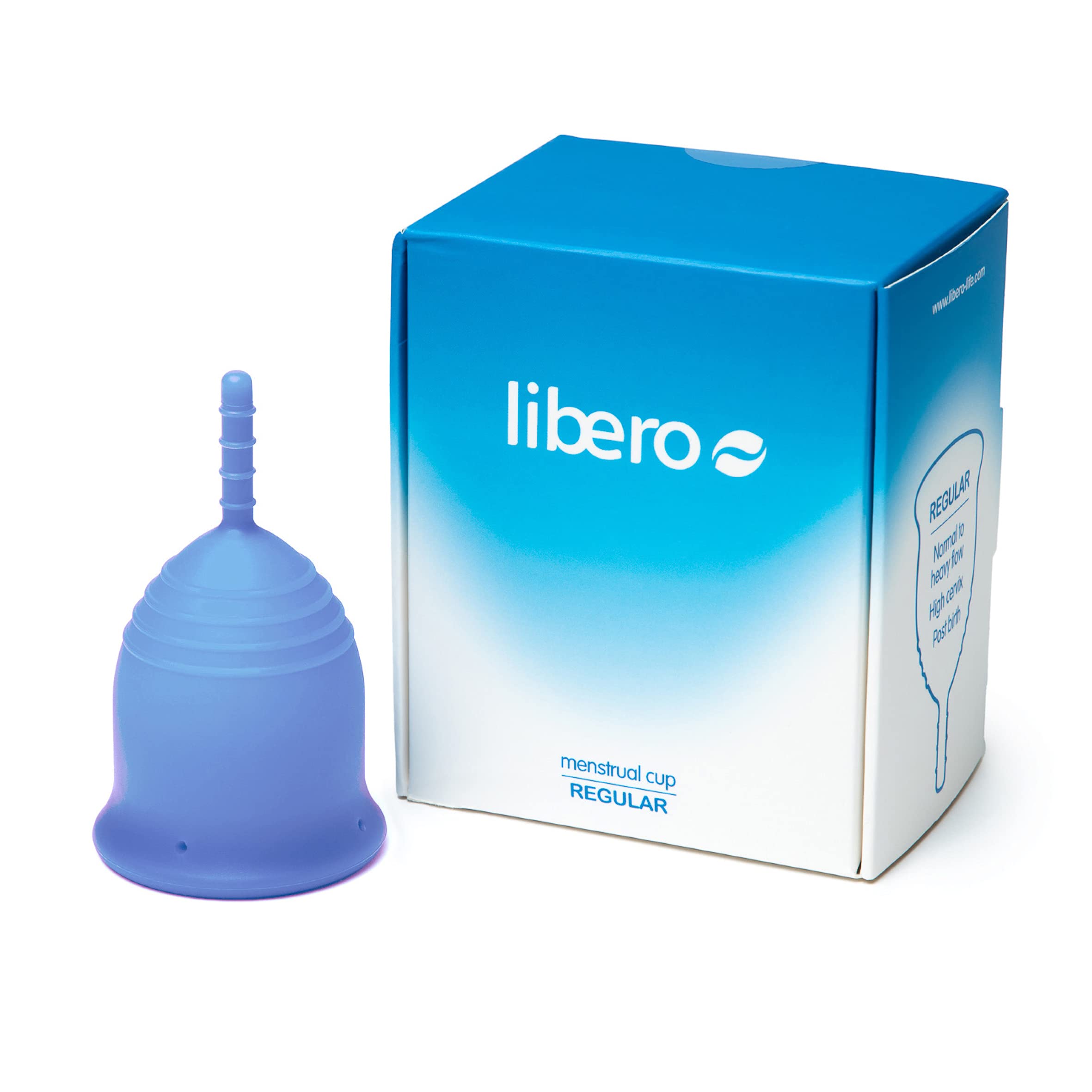 Libero Menstrual Period Cup - Regular - Soft Menstruation Cup - Flexible 100% Medical-Grade Silicone – Reusable Period Cup – Normal to Heavy Flow - High Cervix