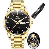 OLEVS Mens Watches Luxury Waterproof Luminous Easy Read Chronograph Watches Full Gold/White Dail/Black Face with Calendar Wrist Watches