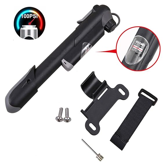LangTek Mini Fahrradpumpe, Fahrrad Luftpumpe 100PSI Tragbare Teleskopische Fahrrad Handpumpe Starker Druck Passt auf Presta &