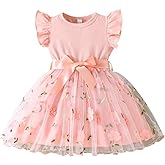 Toddler Baby Girls Tulle Tutu Dress Ruffle Sleeve Fluffy Dresses Cute Summer Sundress for Party Beach Casual