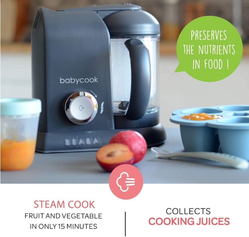BEABA Babycook Solo - 4 in 1 Baby Food Maker: Processor, Blender, Cooker & Soft Steamer - Quick Food Diversification - Black Edition - Image 4