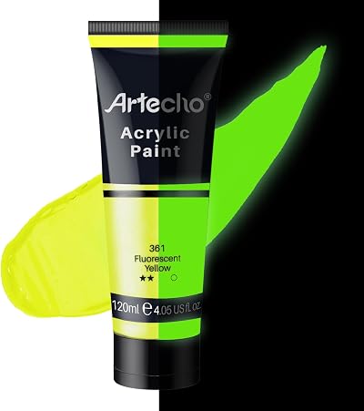 Artecho Glow in the Dark Paint Neon Yellow 120ml Tube Acrylic