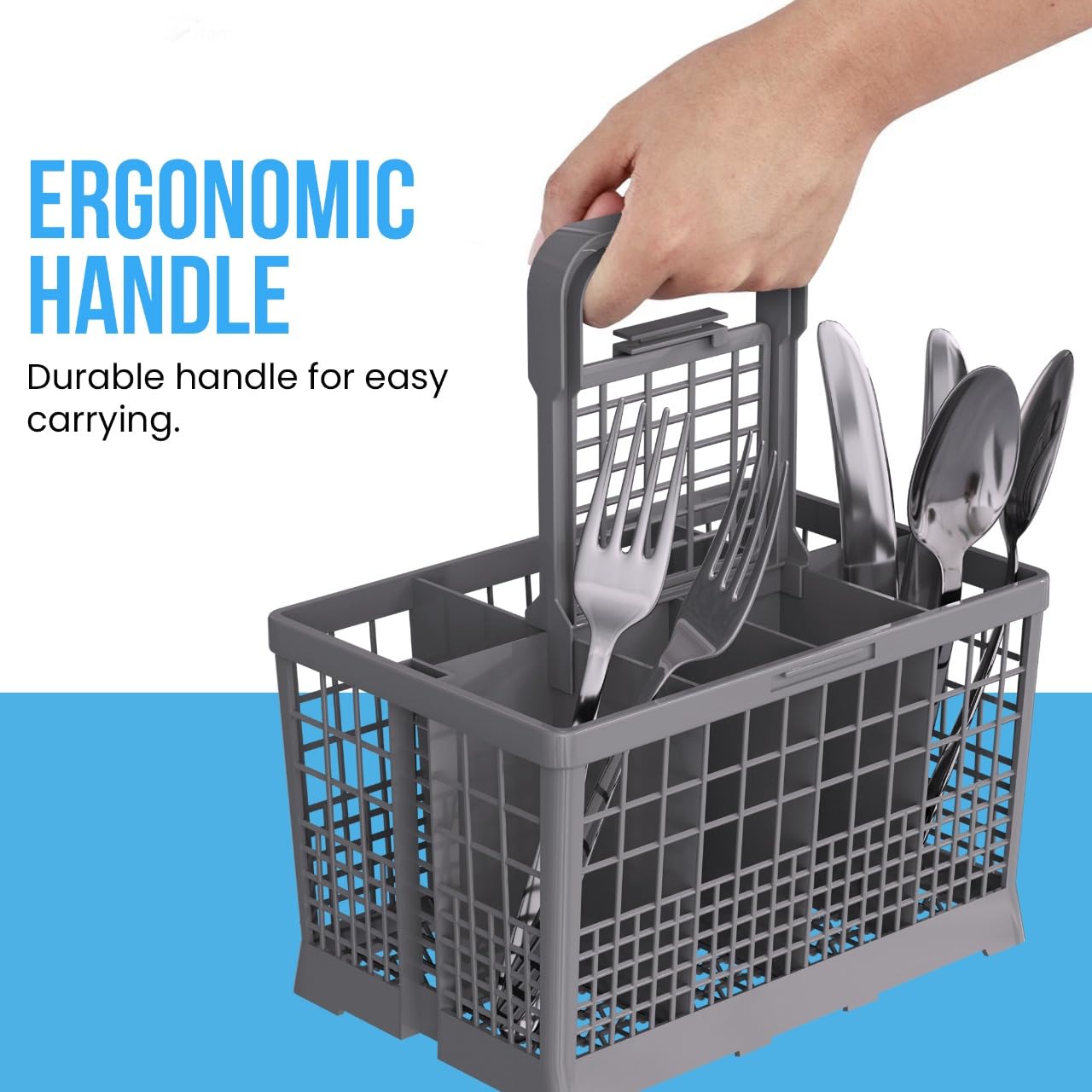 NATIKON Universal Dishwasher Utensils Silverware Cutlery Basket Compatible with Maytag, Samsung, Kenmore,GE, Bosch, Whirlpool, KitchenAid and Many More (Gray)
